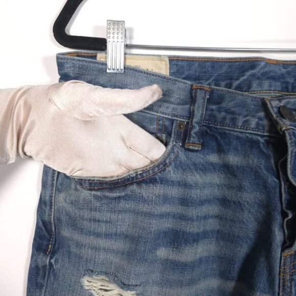 Abercrombie & Fitch Men’s Distressed Straight Jeans Button Fly Cotton Size 34x34 - Picture 9 of 13